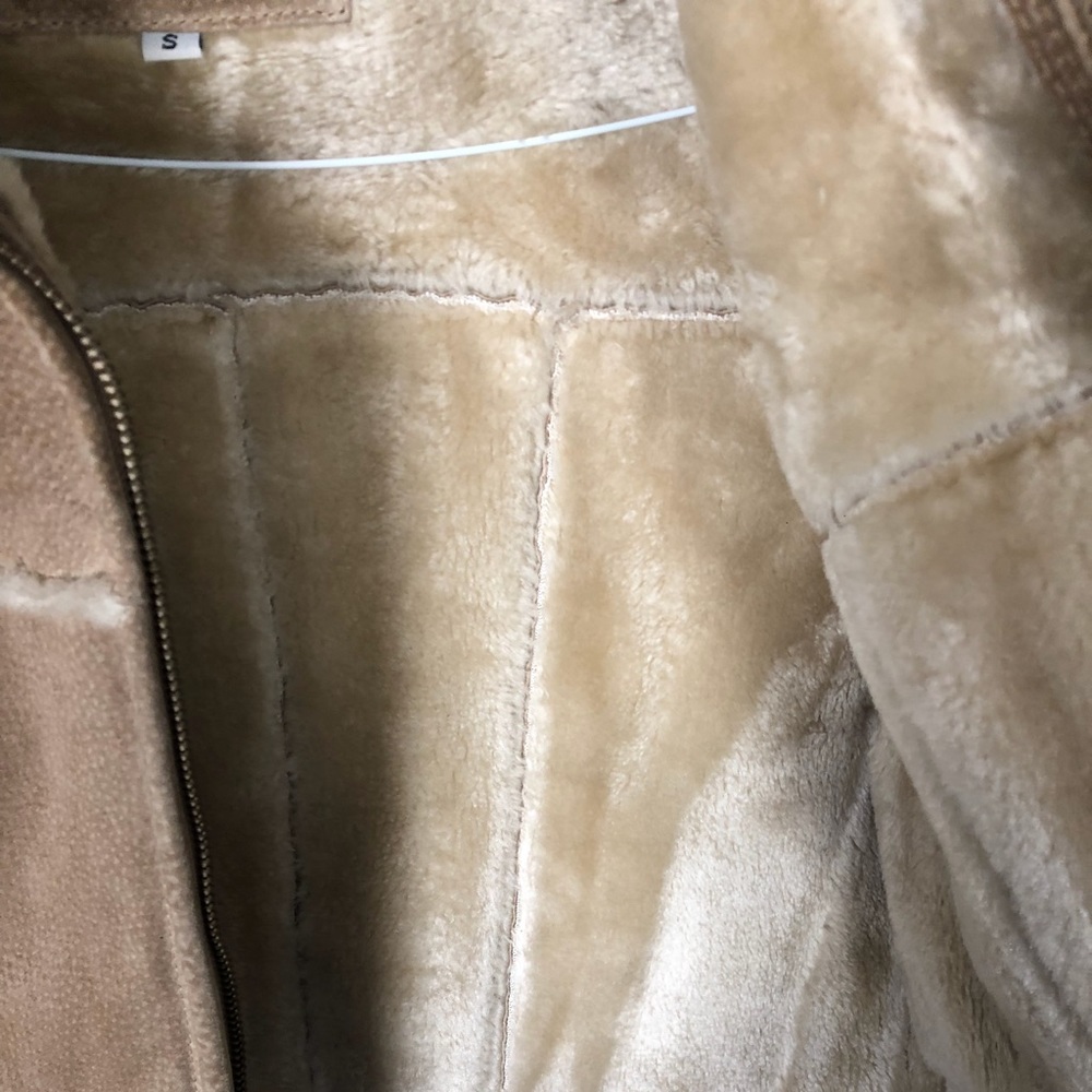 XOXO tan suede and faux shearling jacket